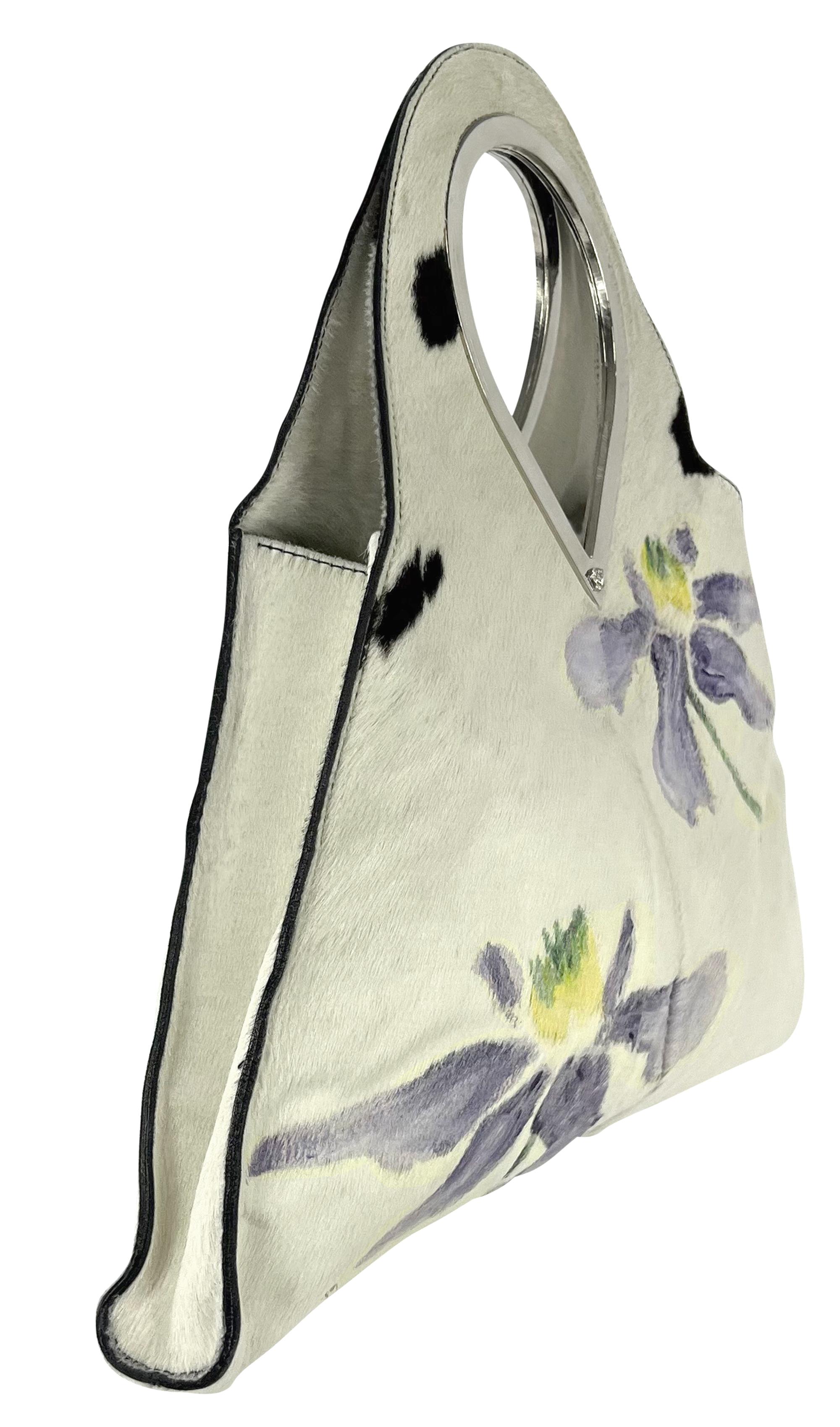 S/S 1999 Gianni Versace by Donatella Hand-Painted Ponyhair Floral Mini Bag 5