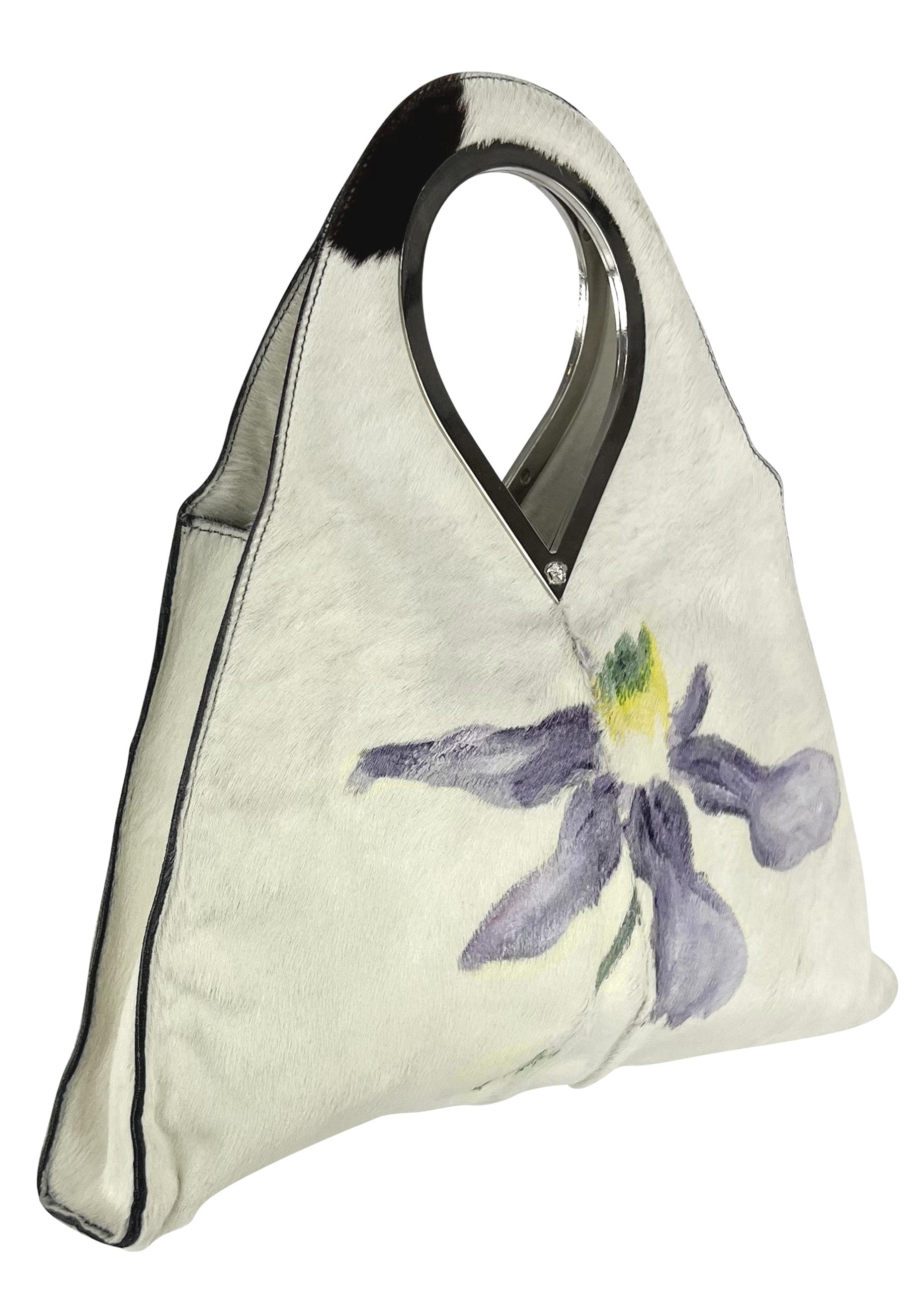 S/S 1999 Gianni Versace by Donatella Hand-Painted Ponyhair Floral Mini Bag 1