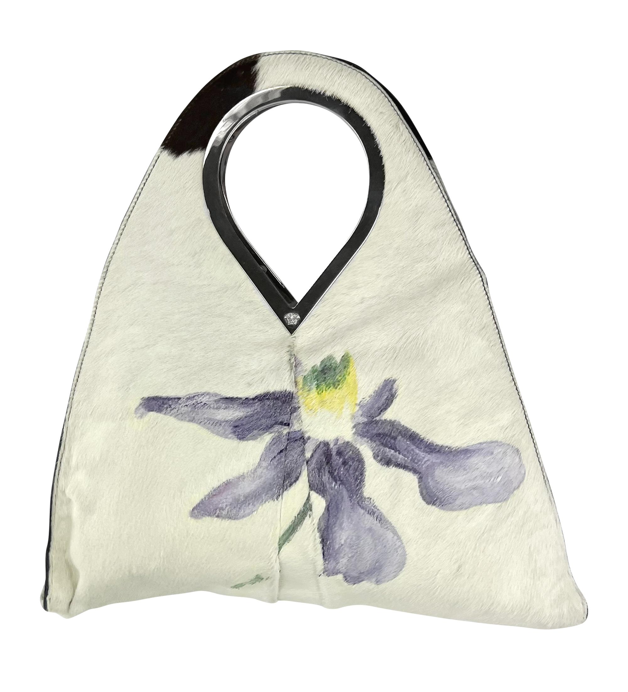 S/S 1999 Gianni Versace by Donatella Hand-Painted Ponyhair Floral Mini Bag 2