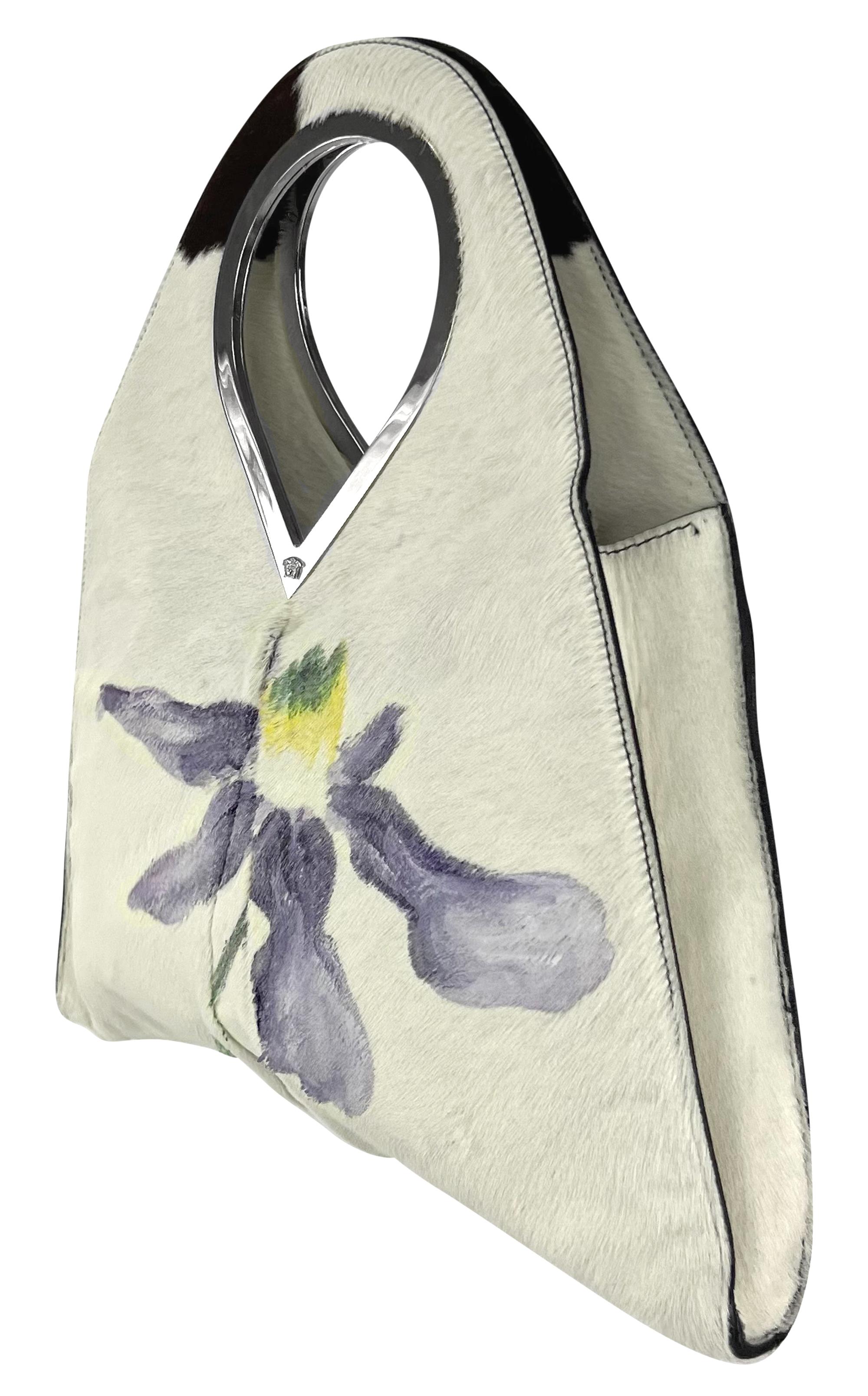 S/S 1999 Gianni Versace by Donatella Hand-Painted Ponyhair Floral Mini Bag 3
