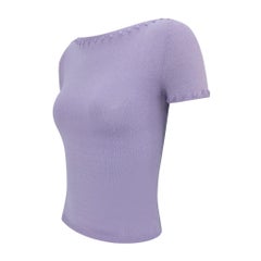 Primavera/Verano 1999, Gianni Versace por Donatella: top de punto bordado con pompones lavanda, IT38