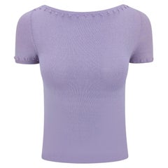 Primavera/Verano 1999, Gianni Versace por Donatella: top de punto bordado con pompones lavanda, IT38
