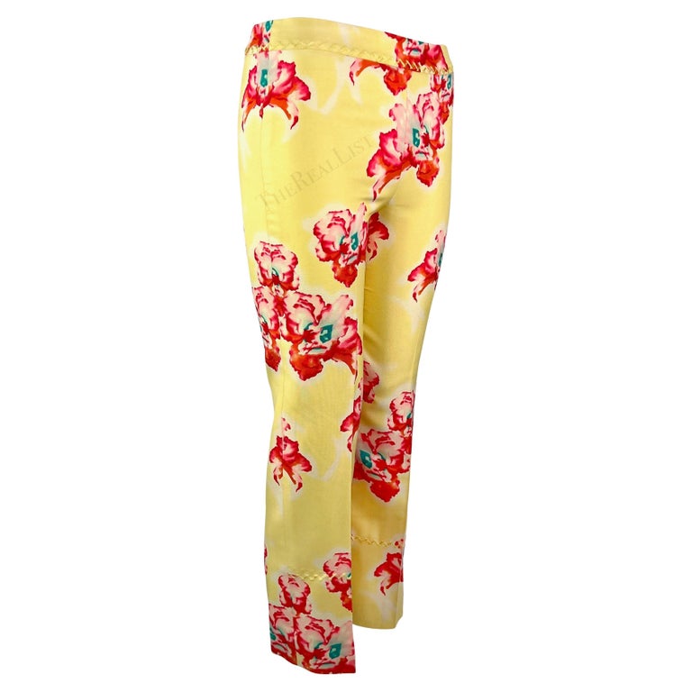 S/S 1999 Gianni Versace by Donatella Pink Yellow Orchid Print Silk  display picture 1