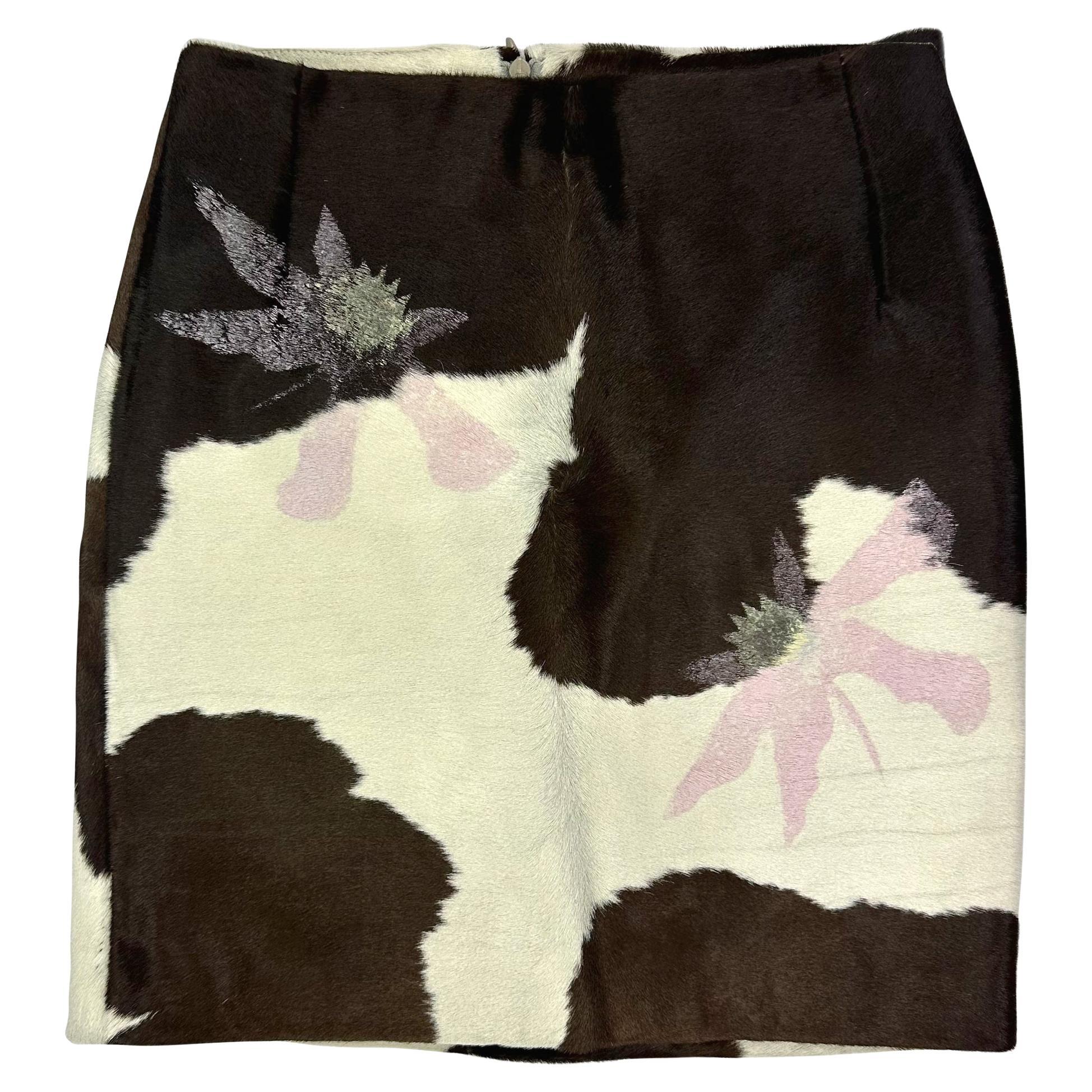 S/S 1999 Gianni Versace by Donatella Runway Hand-Painted Ponyhair Mini Skirt For Sale