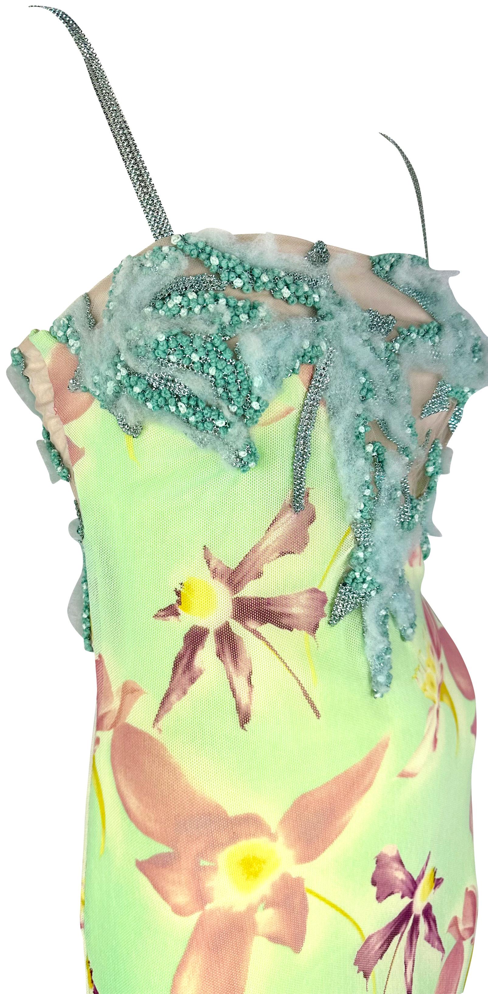 S/S 1999 Gianni Versace by Donatella Runway Sheer Floral Metal Oroton Gown 11
