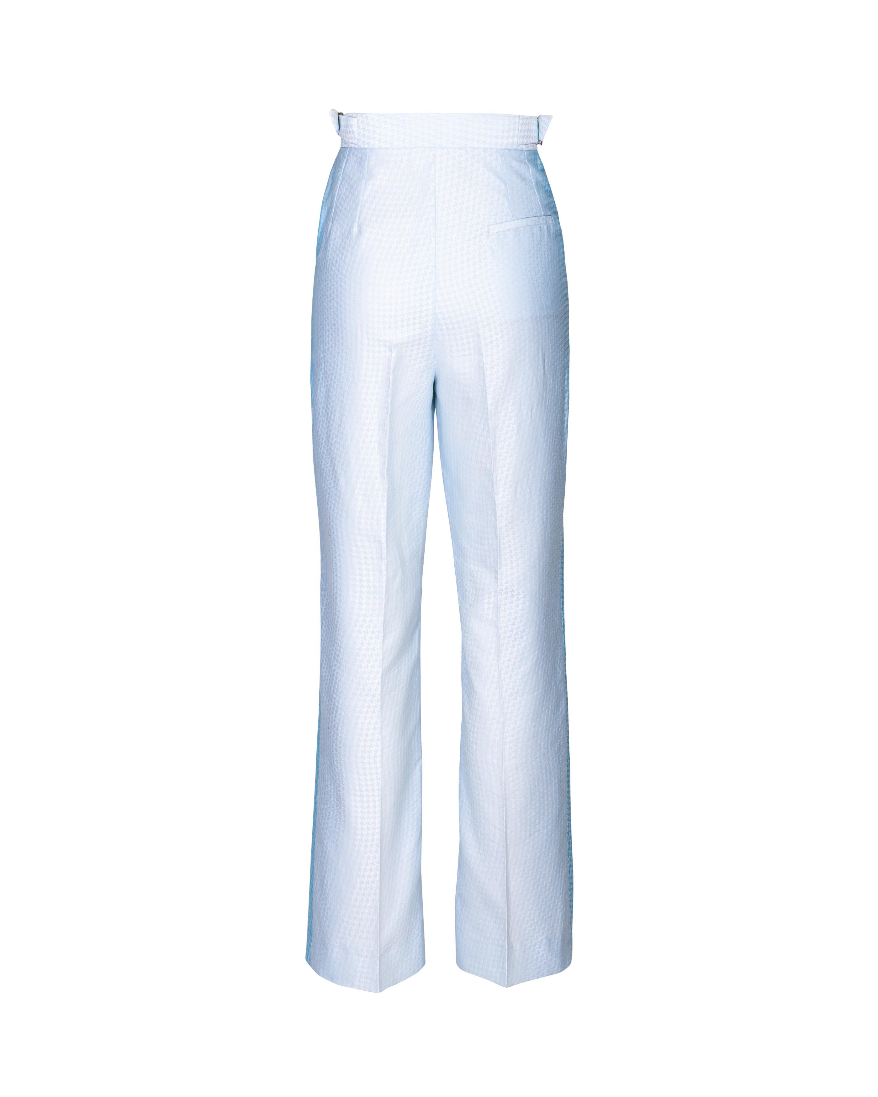 Pantalon pied-de-poule bleu et blanc Givenchy par Alexander McQueen, P/E 1999 en vente 7