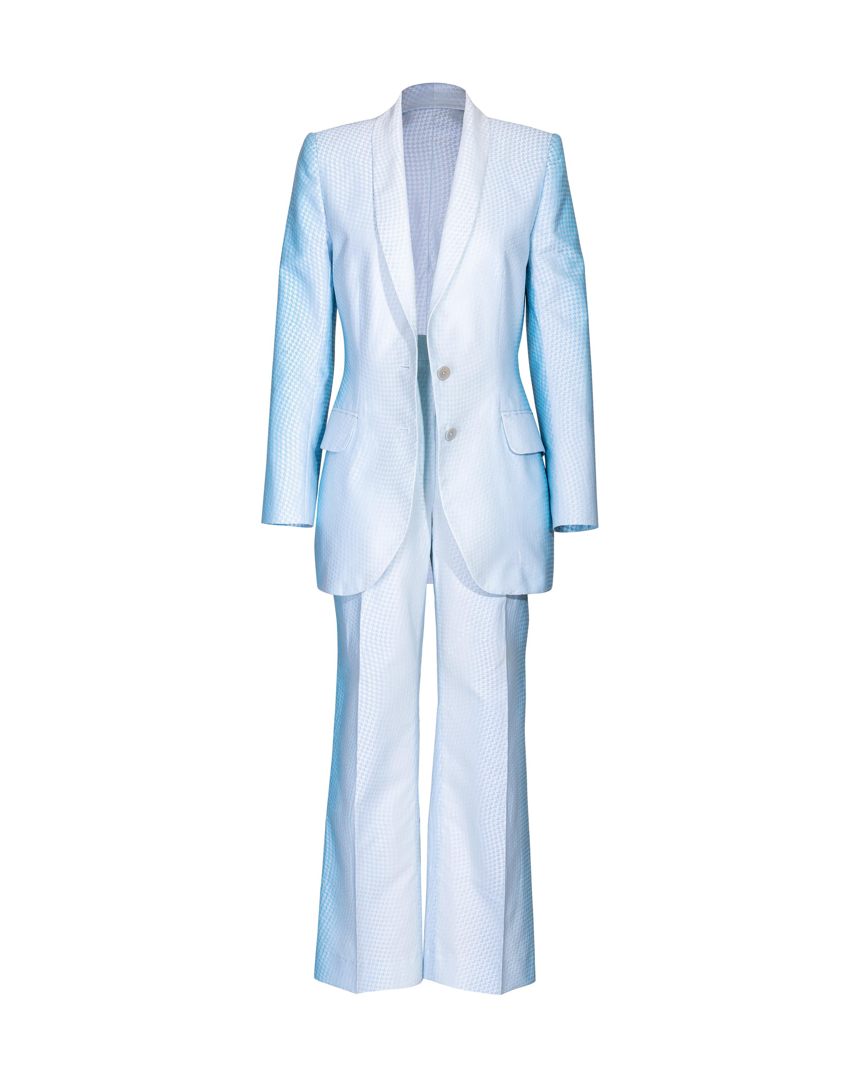 Pantalon pied-de-poule bleu et blanc Givenchy par Alexander McQueen, P/E 1999 en vente 9