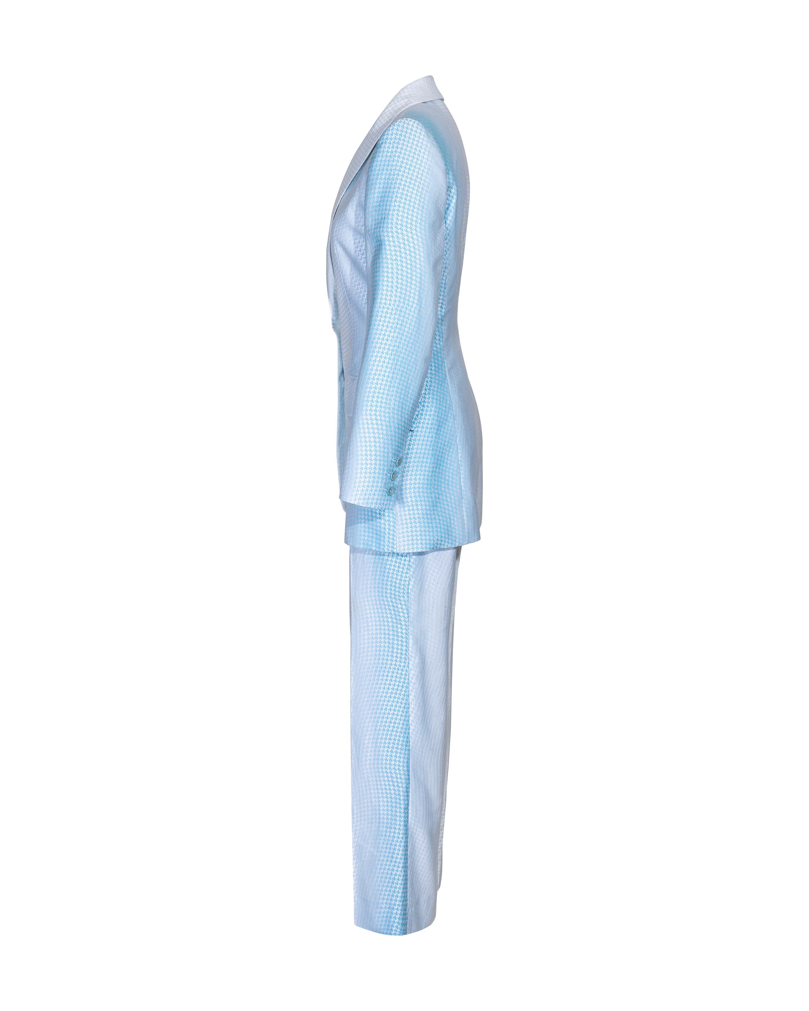 Pantalon pied-de-poule bleu et blanc Givenchy par Alexander McQueen, P/E 1999 Pour femmes en vente