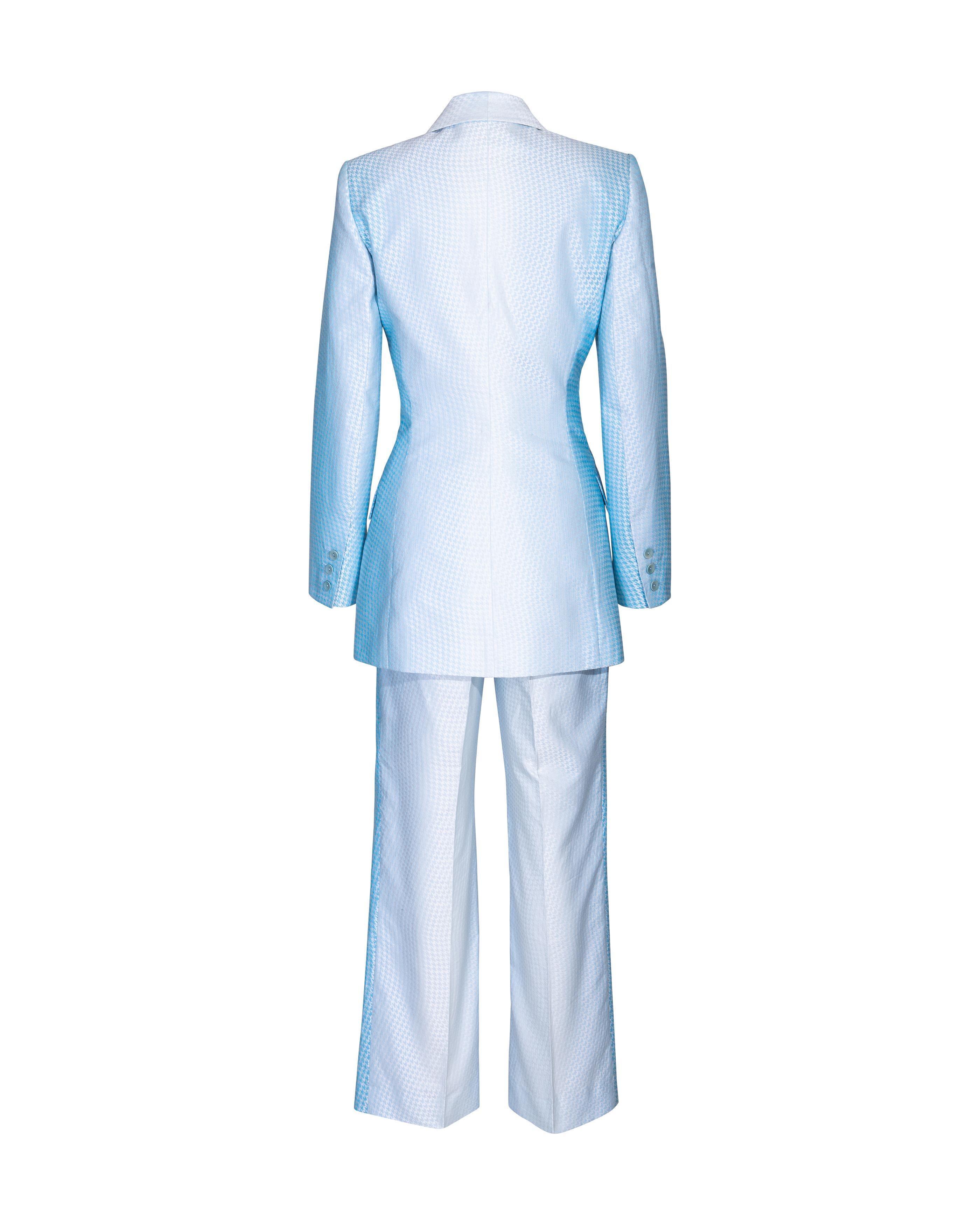 Pantalon pied-de-poule bleu et blanc Givenchy par Alexander McQueen, P/E 1999 en vente 1