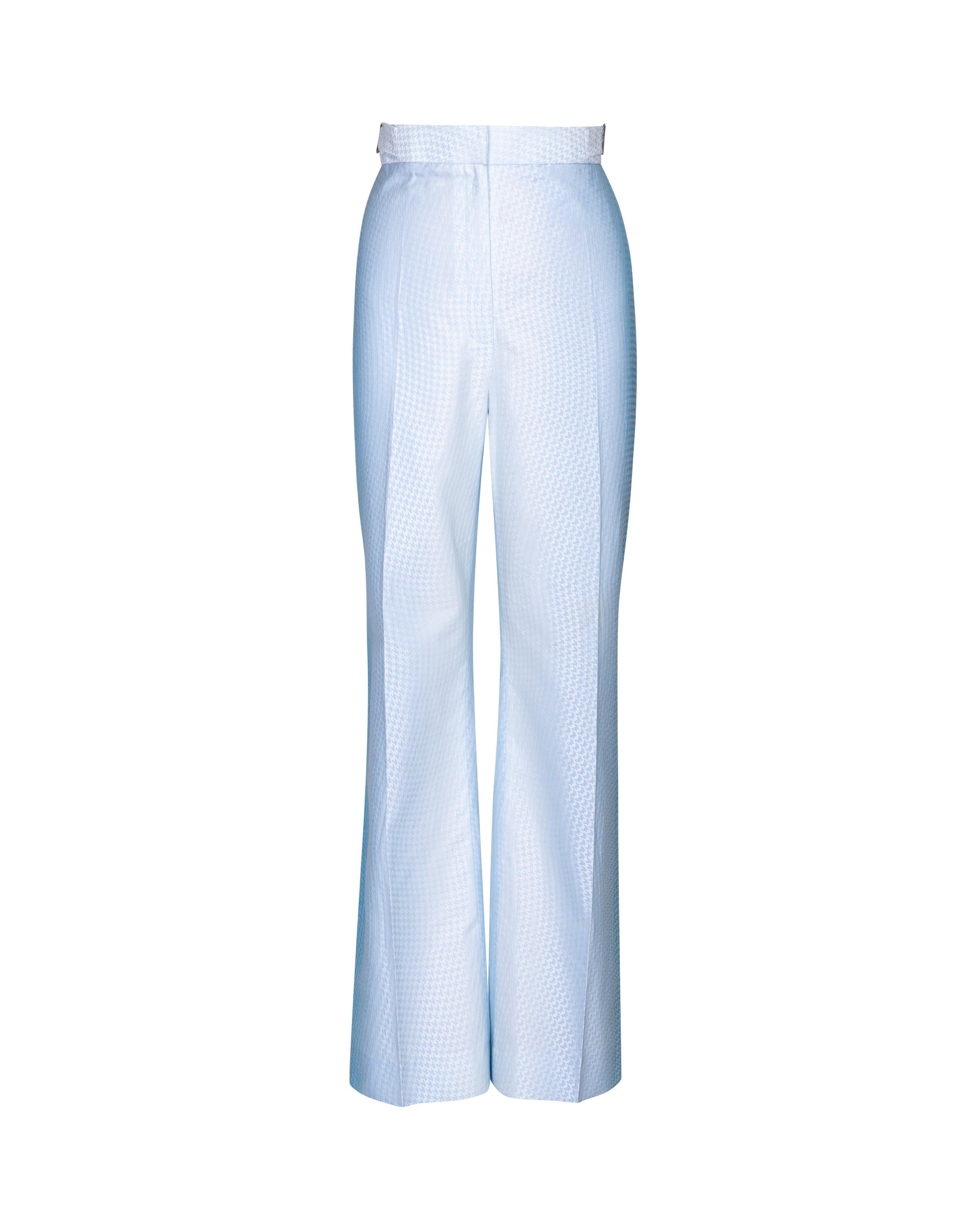 Pantalon pied-de-poule bleu et blanc Givenchy par Alexander McQueen, P/E 1999 en vente 4