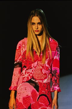 S/S 1999 Gucci by Tom Ford Acid Flower Print Nylon Medium Jackie Bag Blue Flora