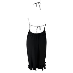 F/S 1999 Gucci by Tom Ford Rückenfreie schwarze Seiden-Cocktailkleider mit tiefem Ausschnitt und Rüschen