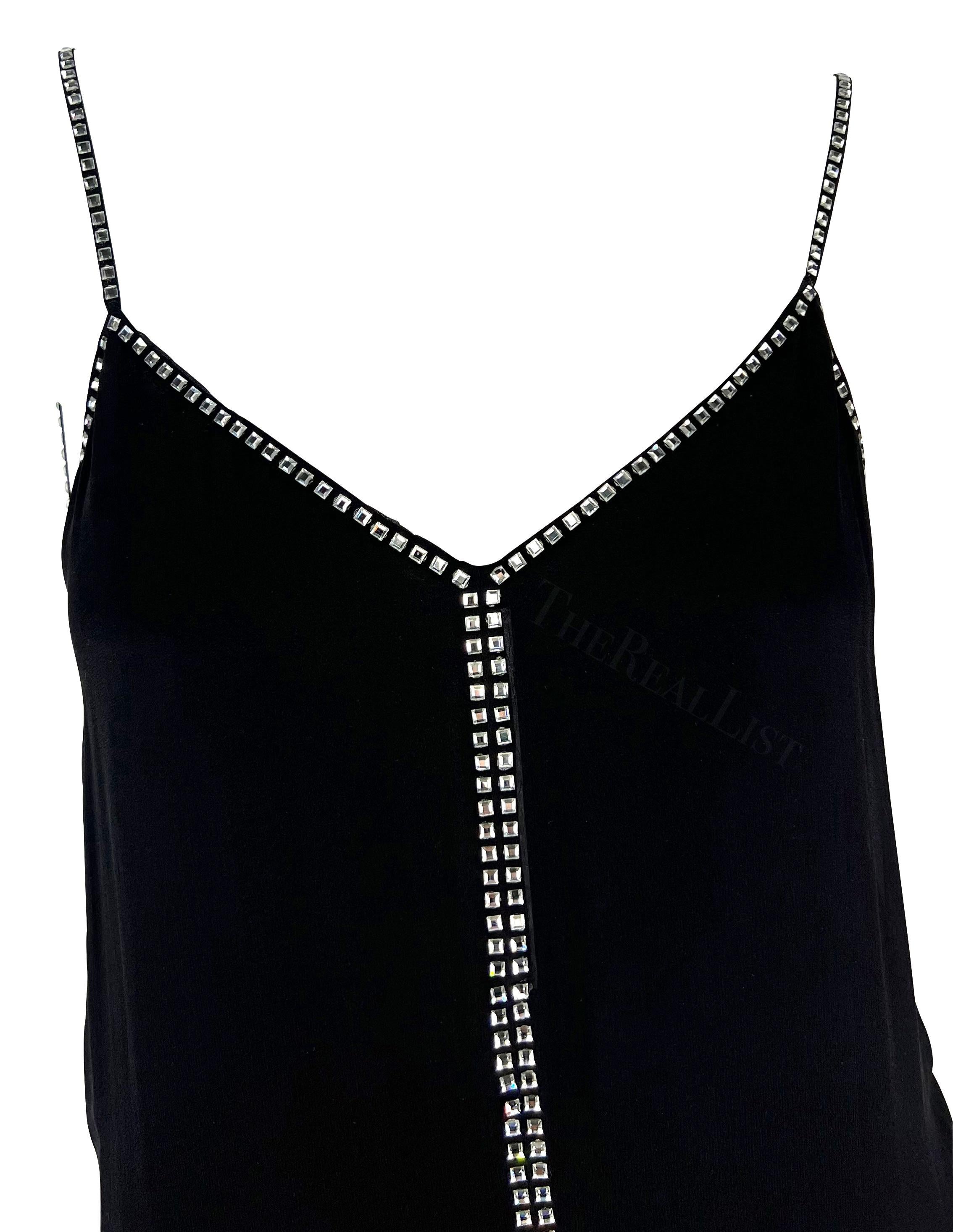 Women's S/S 1999 Gucci by Tom Ford Backless Rhinestone Semi-Sheer Black Slip Dress For Sale
