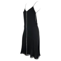 S/S 1999 Gucci by Tom Ford Vestido negro con transparencias y pedrería sin espalda