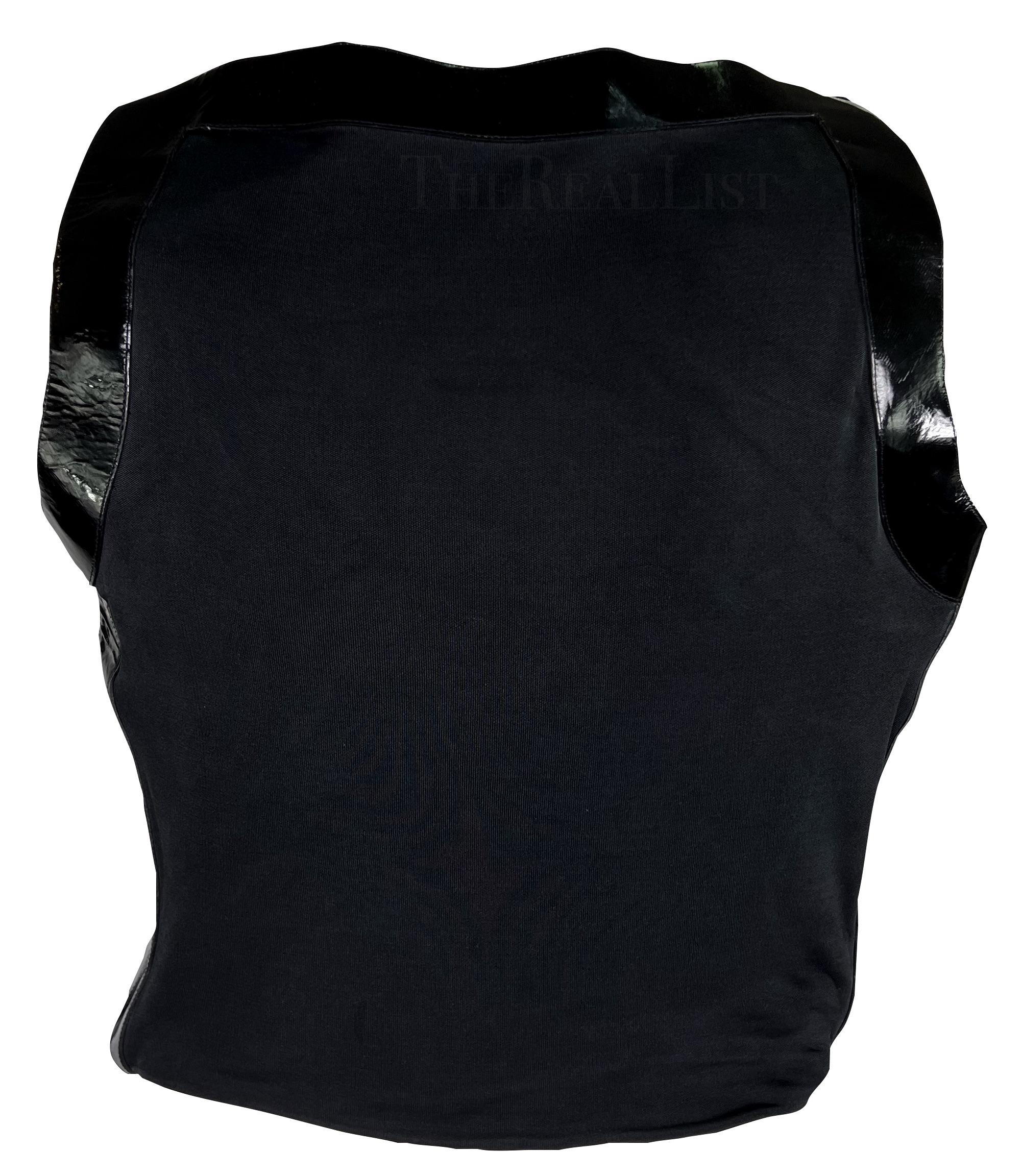 Women's S/S 1999 Gucci by Tom Ford Black Patent Leather Accent Crop Top  For Sale