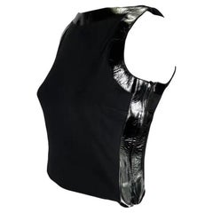 Vintage S/S 1999 Gucci by Tom Ford Black Patent Leather Accent Crop Top