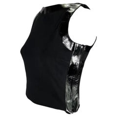 S/S 1999 Gucci by Tom Ford Black Patent Leather Accent Crop Top
