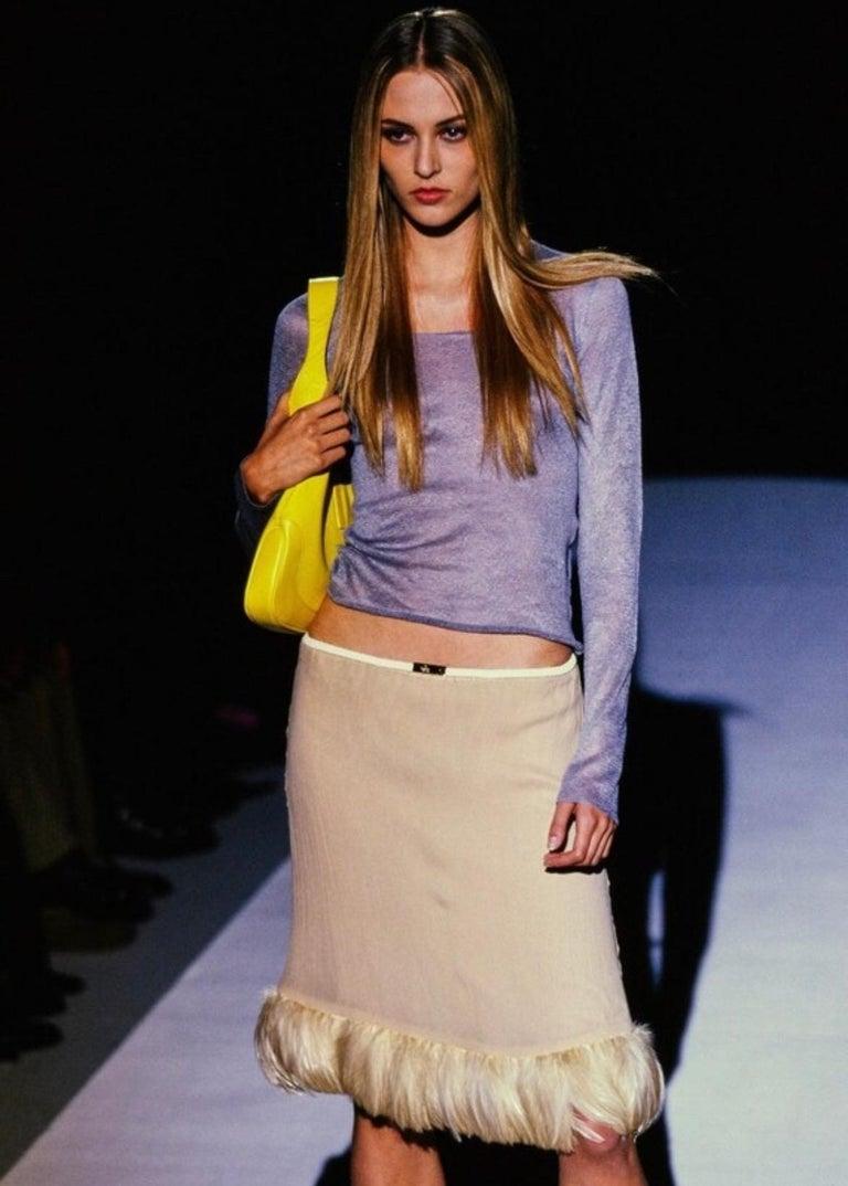 S/S 1999 Gucci by Tom Ford Black Silk Chiffon Feather Trim S/S 1999 Gucci by Tom Ford Black Silk Chiffon Feather Trim
