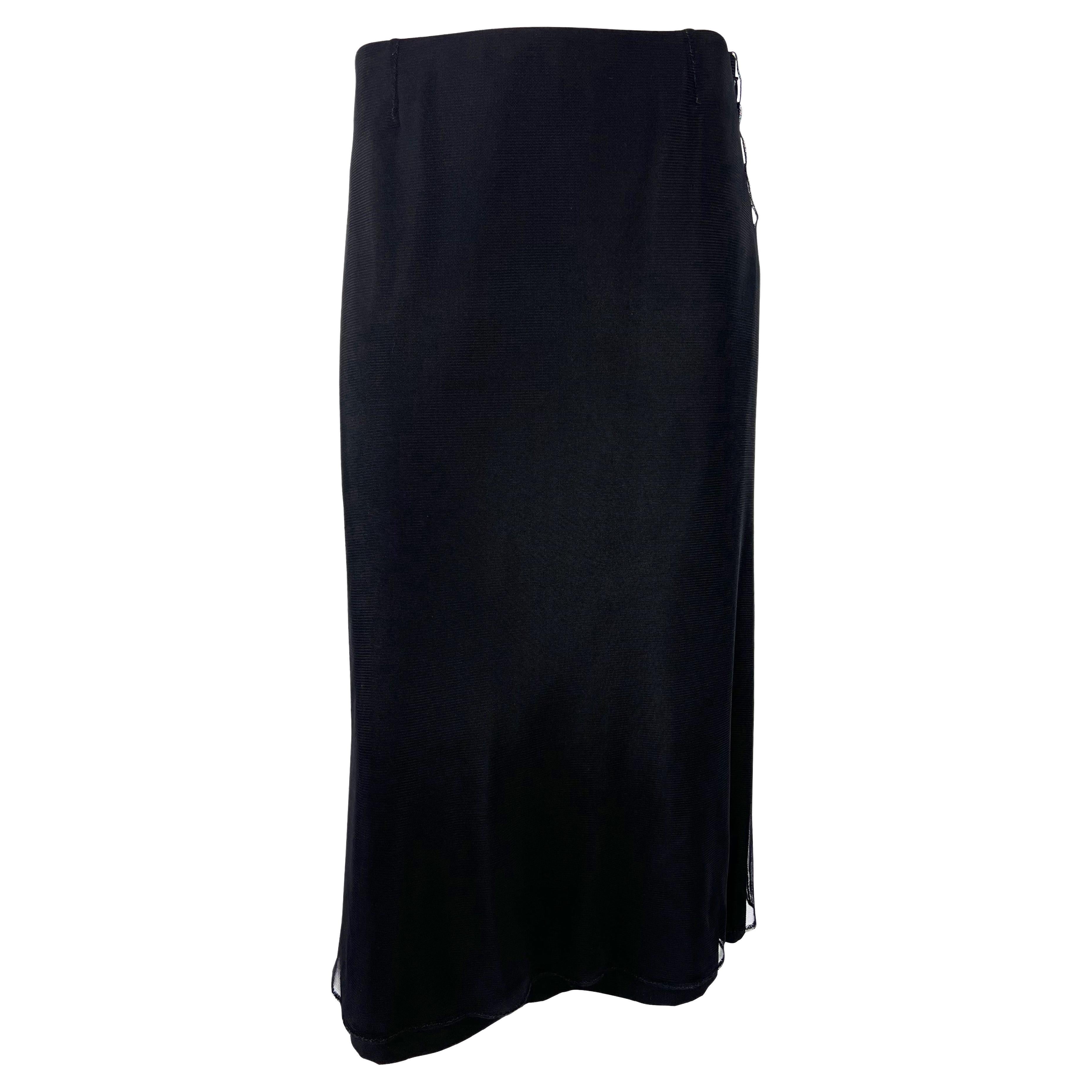 S/S 1999 Gucci by Tom Ford Black Tulle Mesh Overlay Sample Skirt For Sale