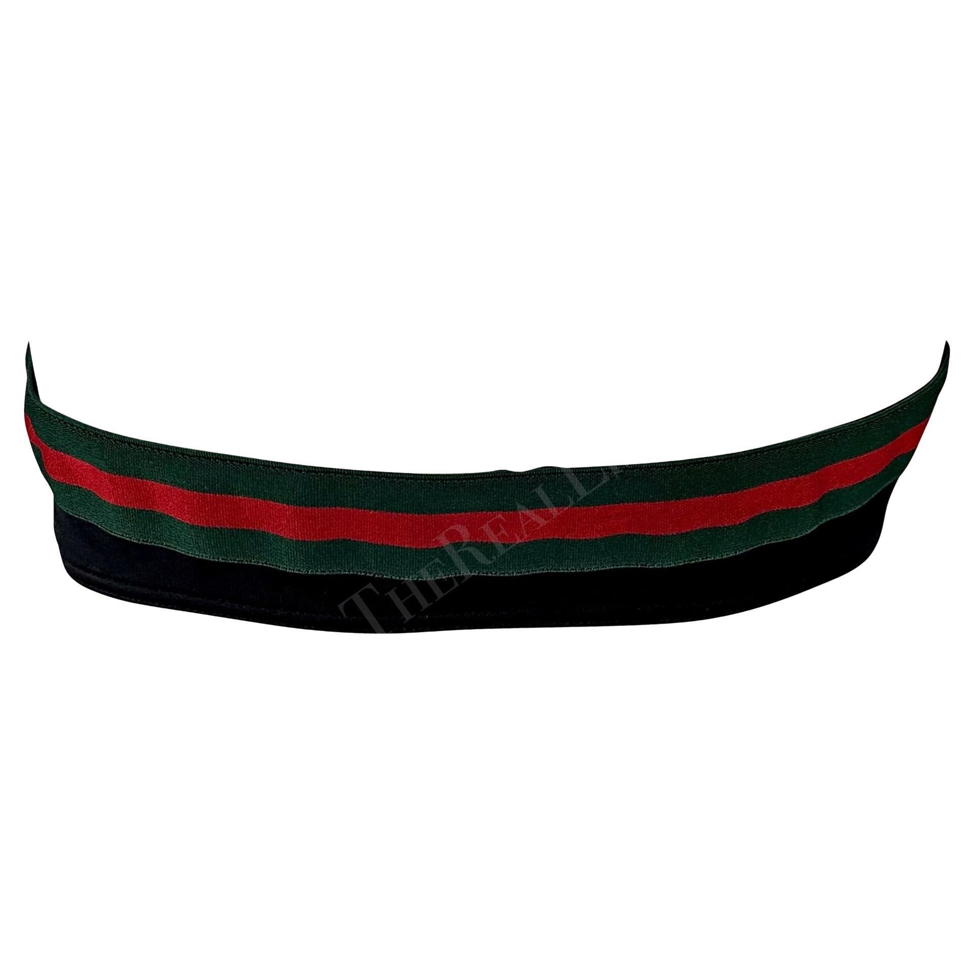 S/S 1999 Gucci by Tom Ford Green Red Stripe Black Stretch Bandeaux Bikini Top In Excellent Condition For Sale In West Hollywood, CA
