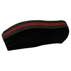 S/S 1999 Gucci by Tom Ford Green Red Stripe Black Stretch Bandeaux Bikini Top