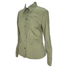 S/S 1999 Gucci by Tom Ford Logo Snap Khaki Pocket Blouse Sample