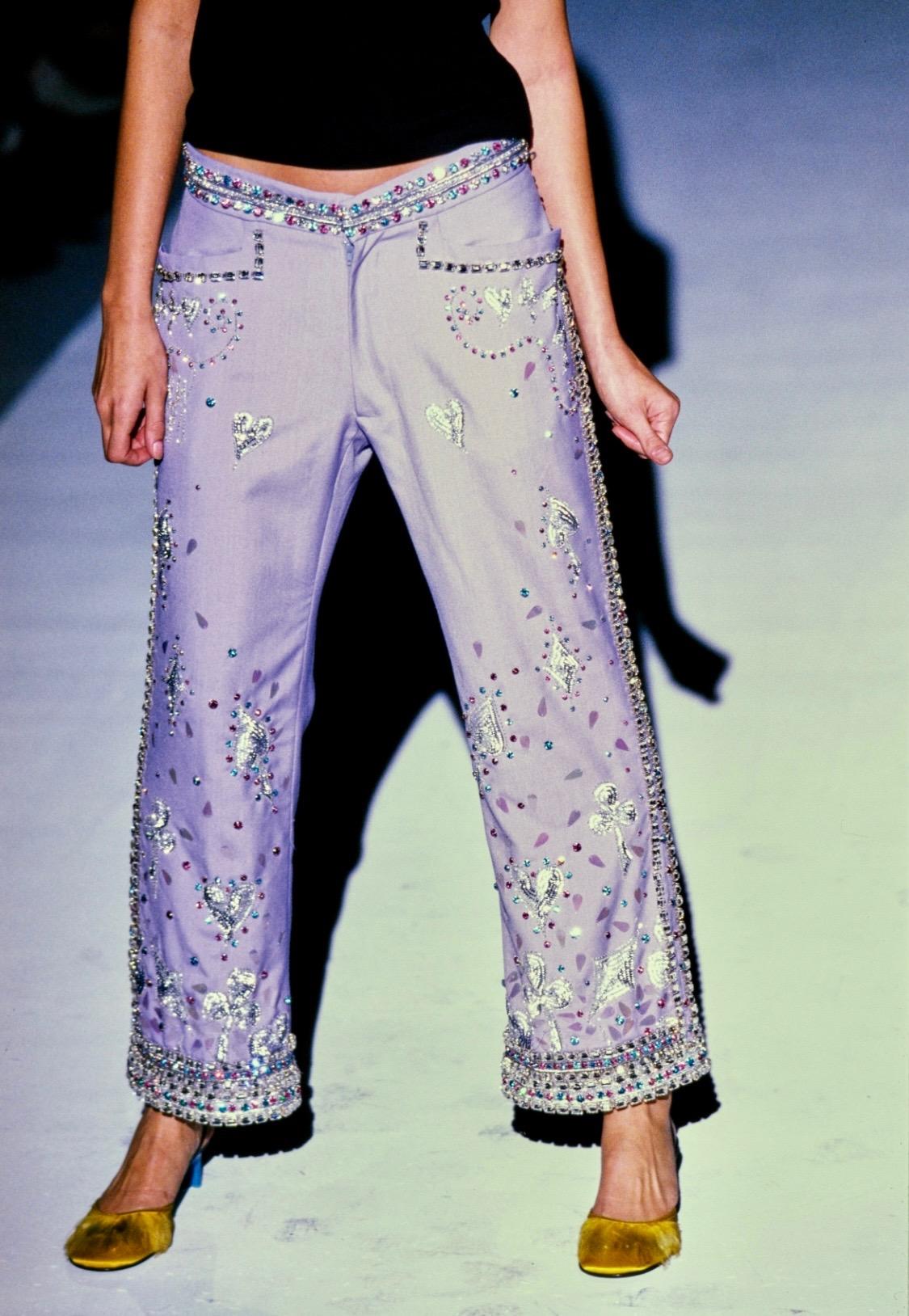 S/S 1999 Gucci by Tom Ford Madonna Runway Lucky Rhinestone Museum Pants Y2K For Sale 6