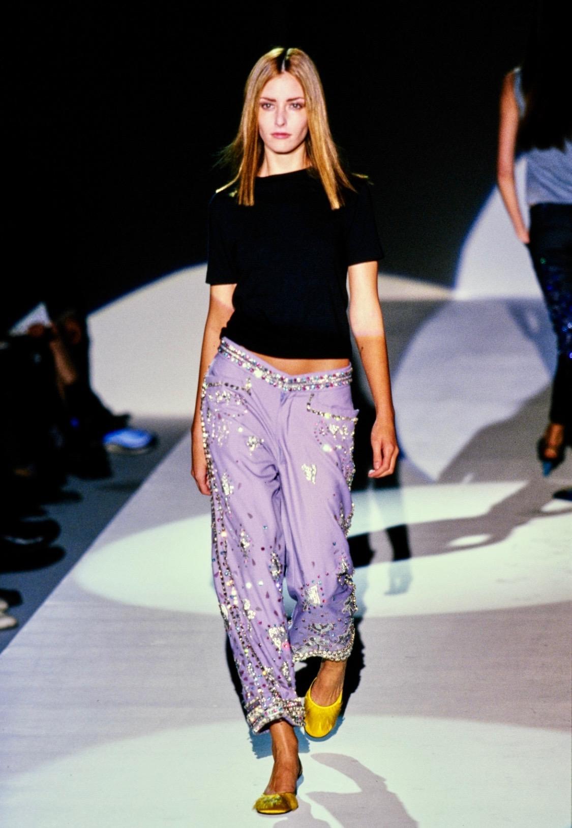 S/S 1999 Gucci by Tom Ford Madonna Runway Lucky Rhinestone Museum Pants Y2K For Sale 7