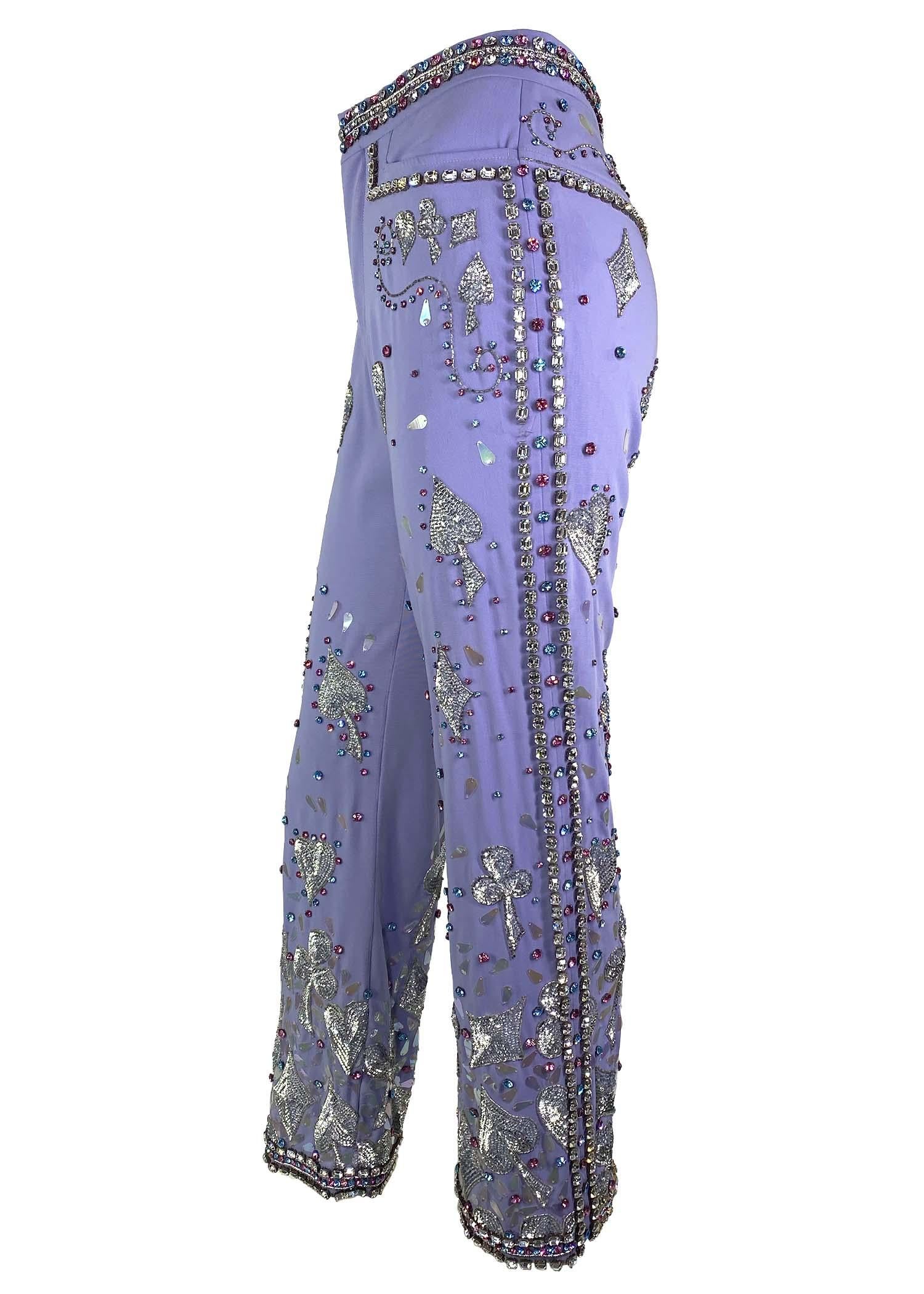 Women's S/S 1999 Gucci by Tom Ford Madonna Runway Lucky Rhinestone Museum Pants Y2K For Sale