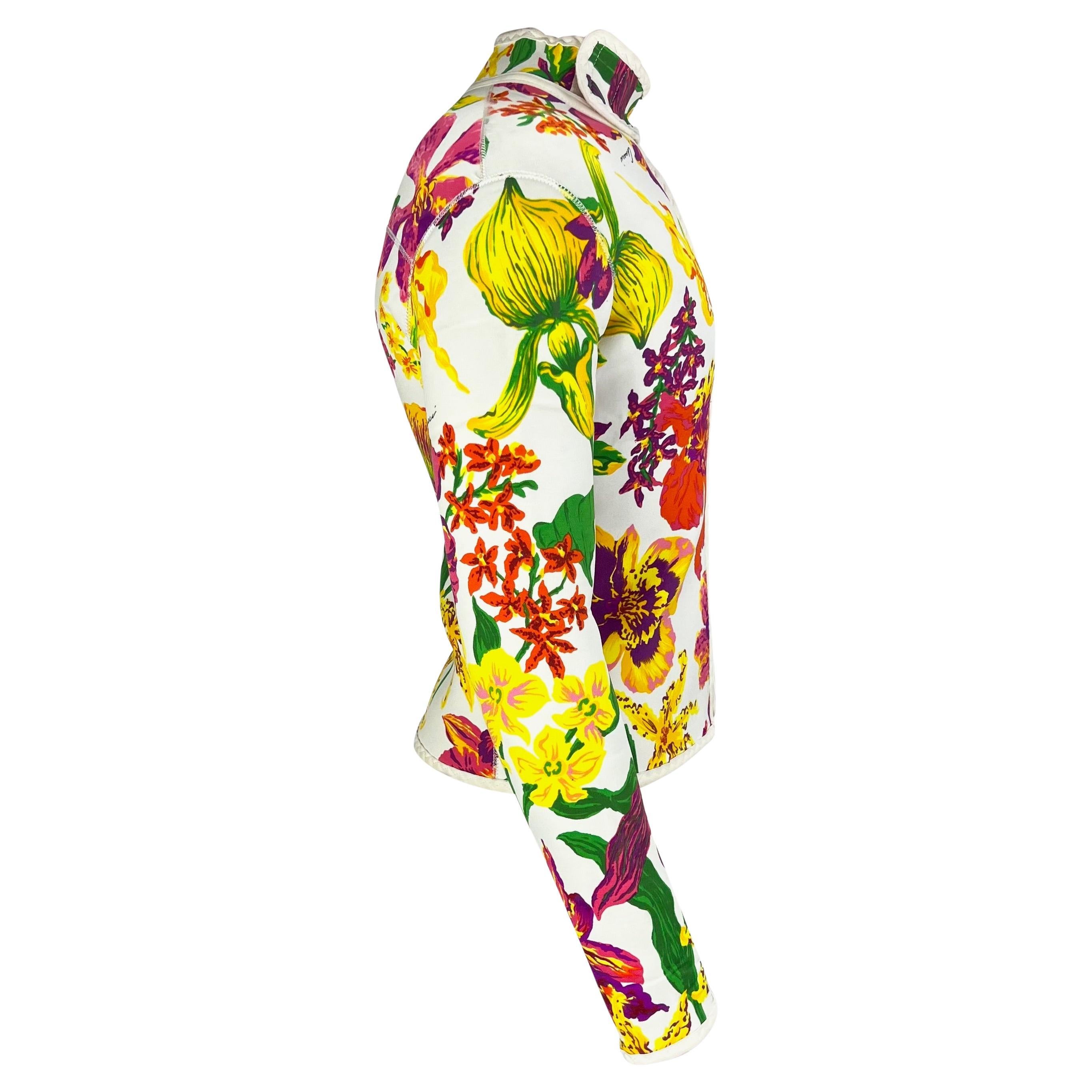 S/S 1999 Gucci by Tom Ford Uomo: Giacca Scuba in neoprene con fiori bianchi in vendita 3