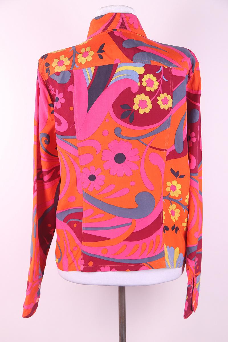 S/S 1999 Gucci by Tom Ford Pink 'Acid Flower' Print Silk Button-Up Blouse For Sale 6