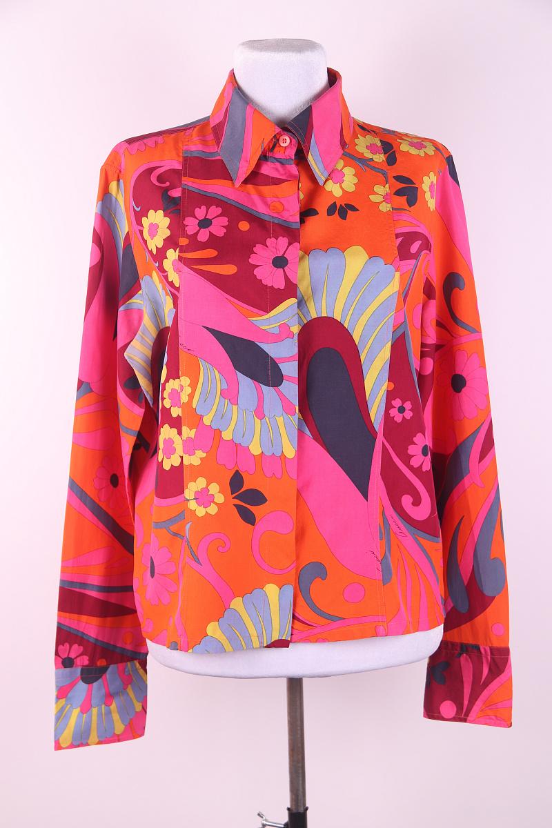 S/S 1999 Gucci by Tom Ford Pink 'Acid Flower' Print Silk Button-Up Blouse For Sale 5