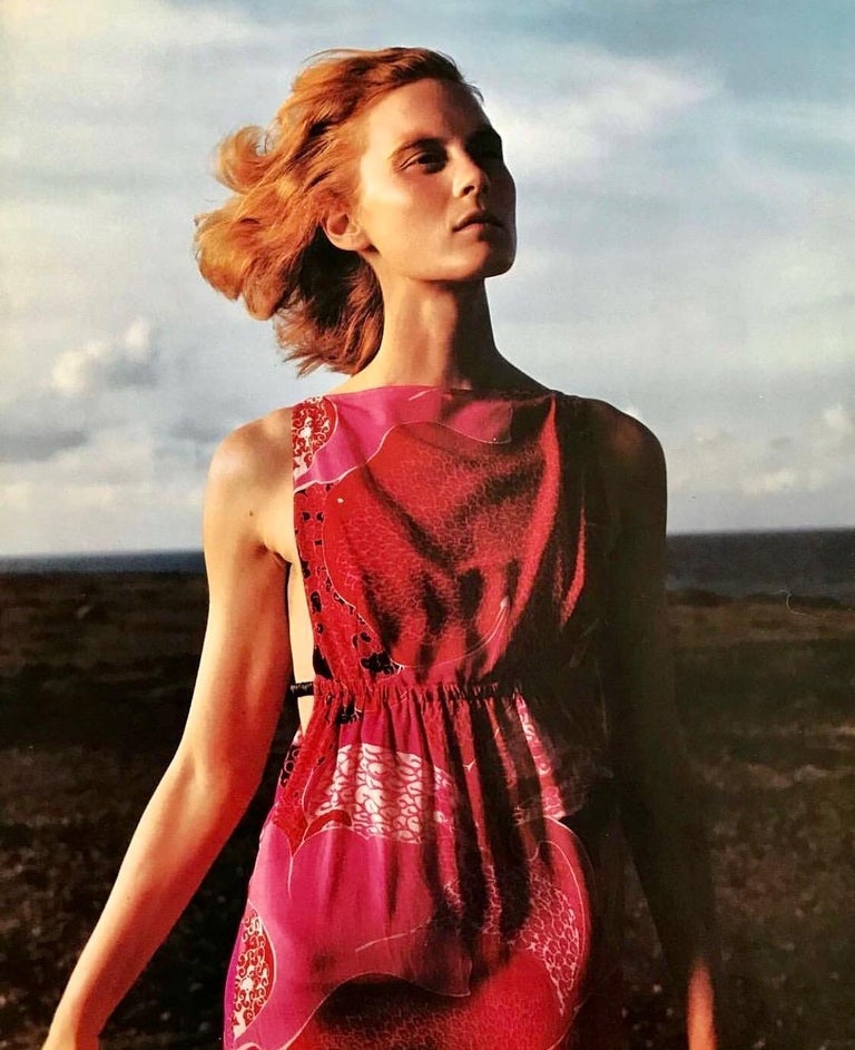 S/S 1999 Gucci by Tom Ford Pink 'Acid Flower' Silk Leather Strap Dress Runway In Good Condition For Sale In Philadelphia, PA