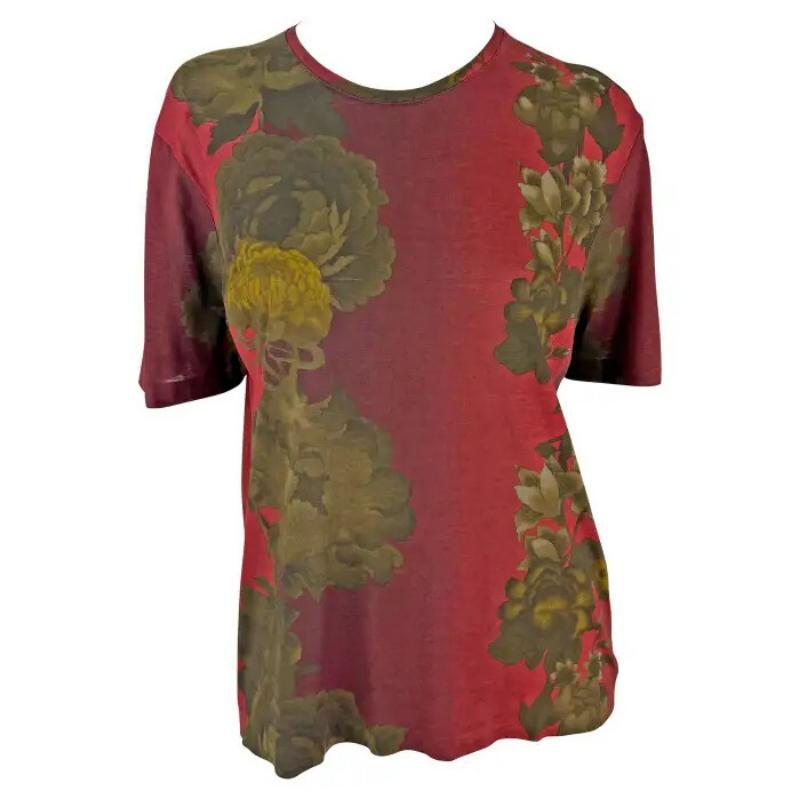 S/S 1999 - Tom Ford for Gucci - T-shirt à manches courtes à motif floral rouge pour hommes