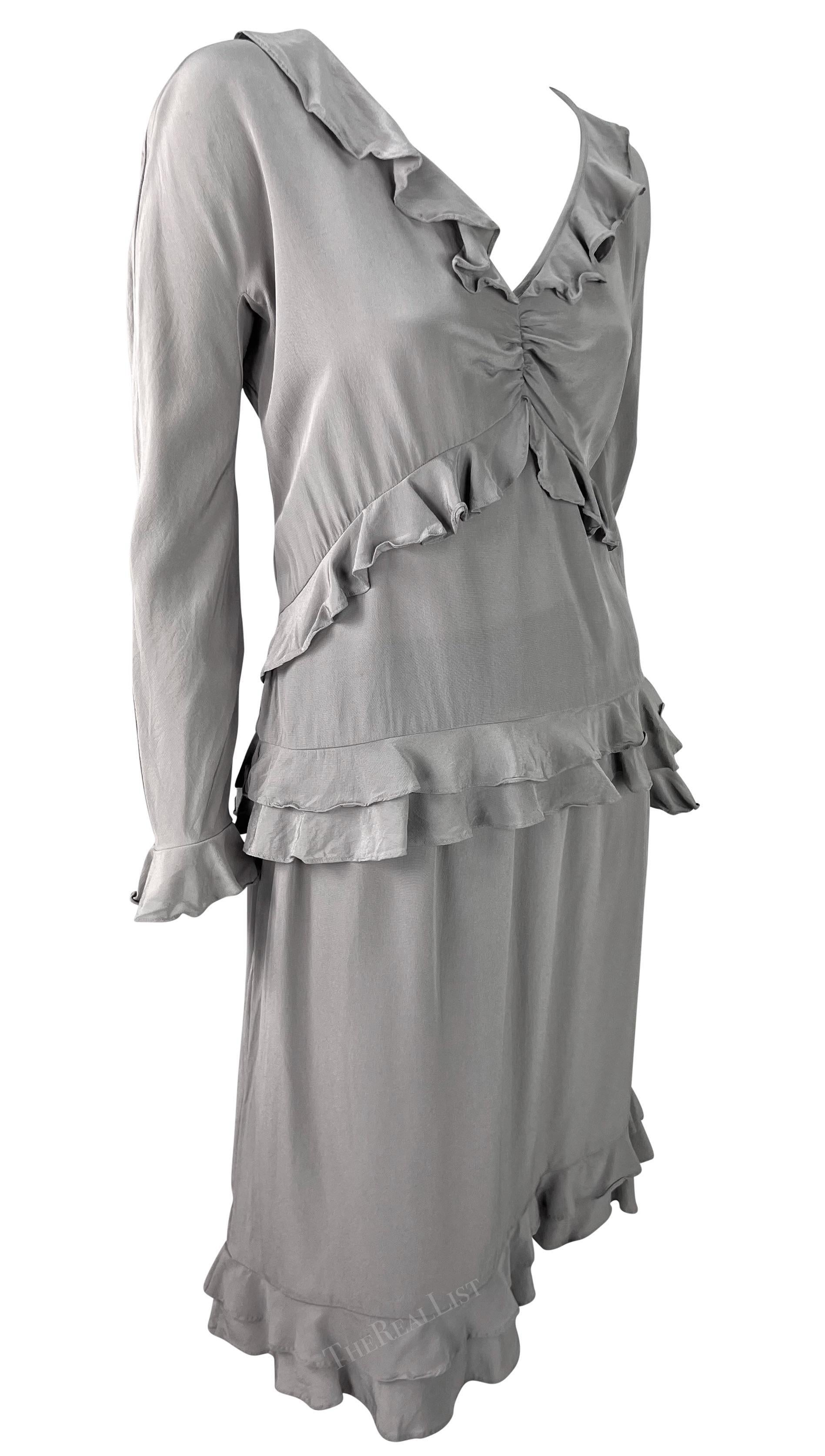P/E 1999 Gucci by Tom Ford con maniche lunghe in seta increspate, top e gonna in vendita 5