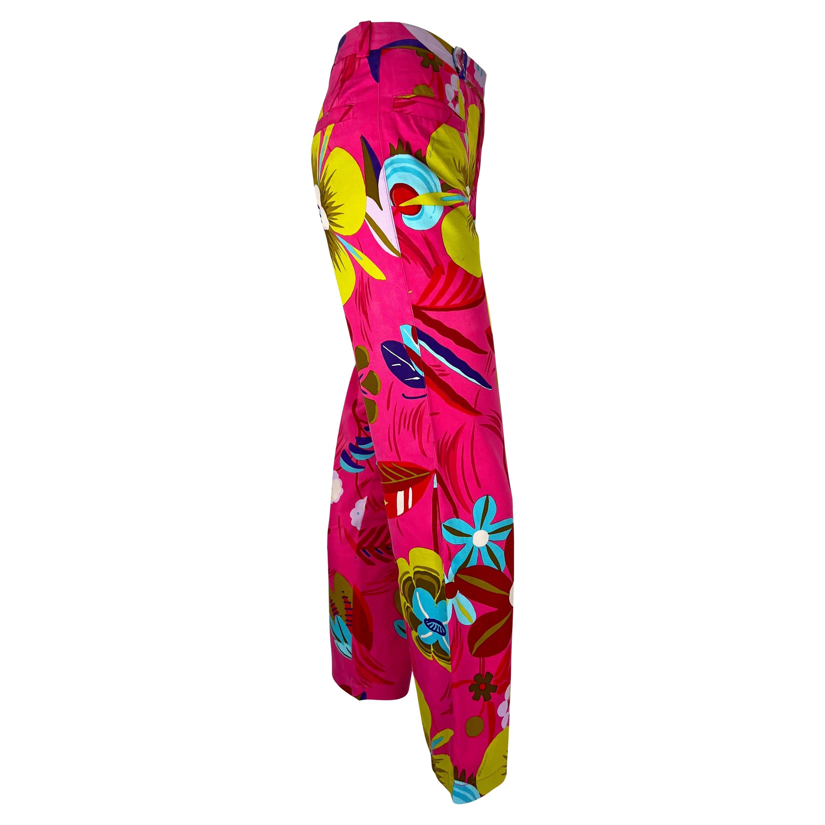 F/S 1999 Gucci by Tom Ford Laufsteg Acid Flower Hot Pink Print Baumwollhose im Angebot 3