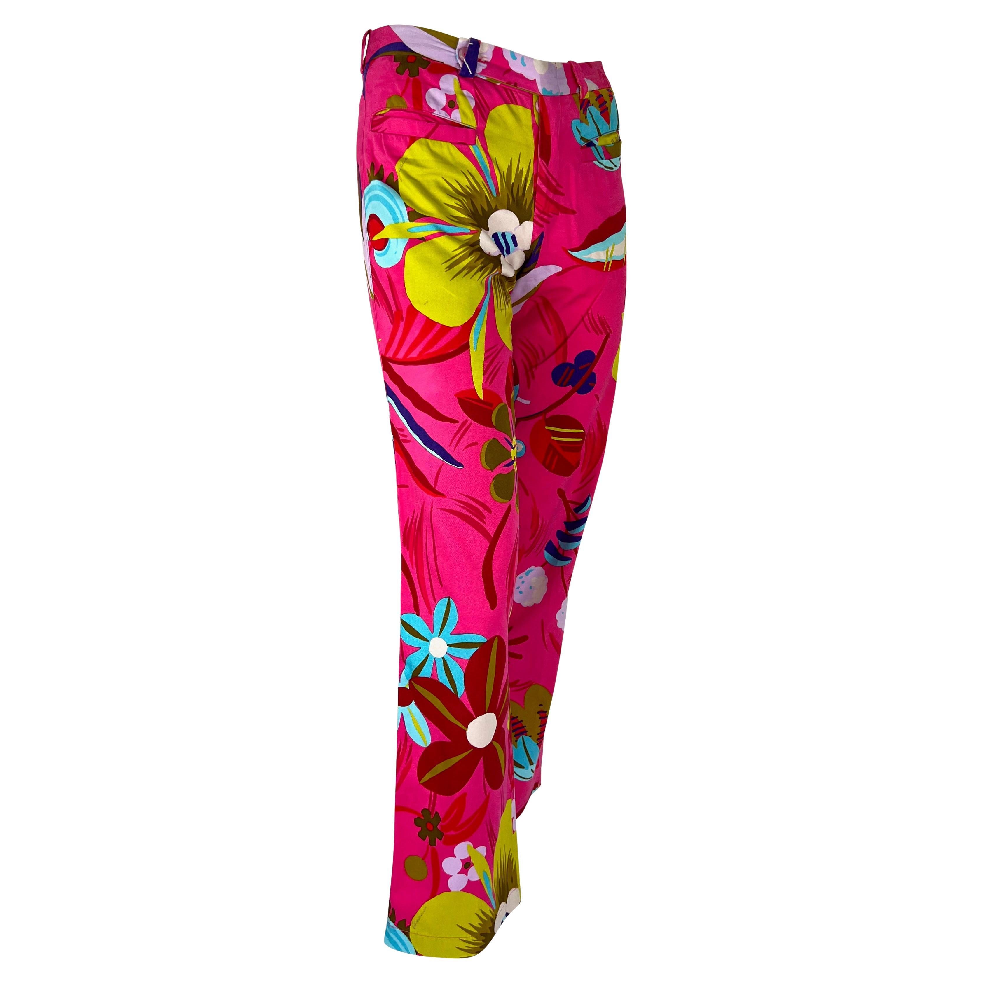 F/S 1999 Gucci by Tom Ford Laufsteg Acid Flower Hot Pink Print Baumwollhose im Angebot 4