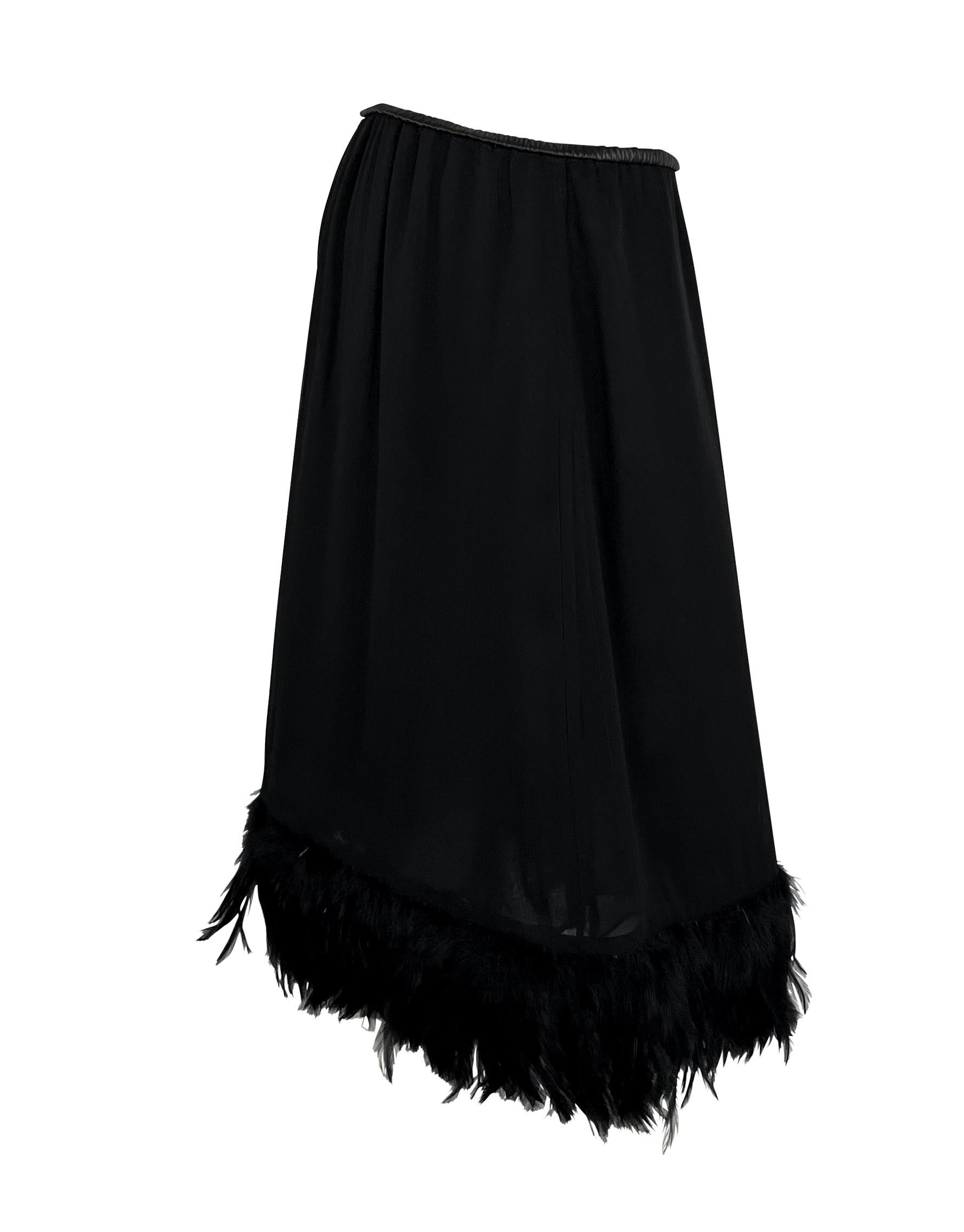 S/S 1999 Gucci by Tom Ford Runway Ad Black Chiffon Feather Skirt For Sale 6