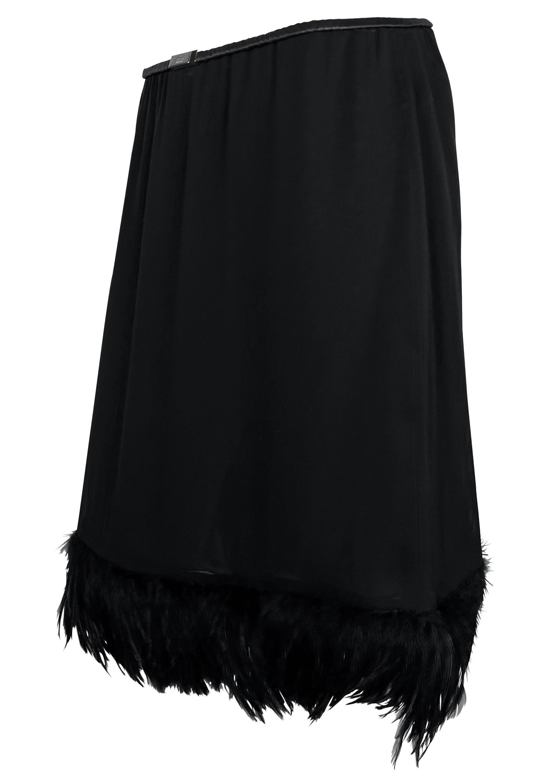 S/S 1999 Gucci by Tom Ford Runway Ad Black Chiffon Feather Skirt For Sale 1