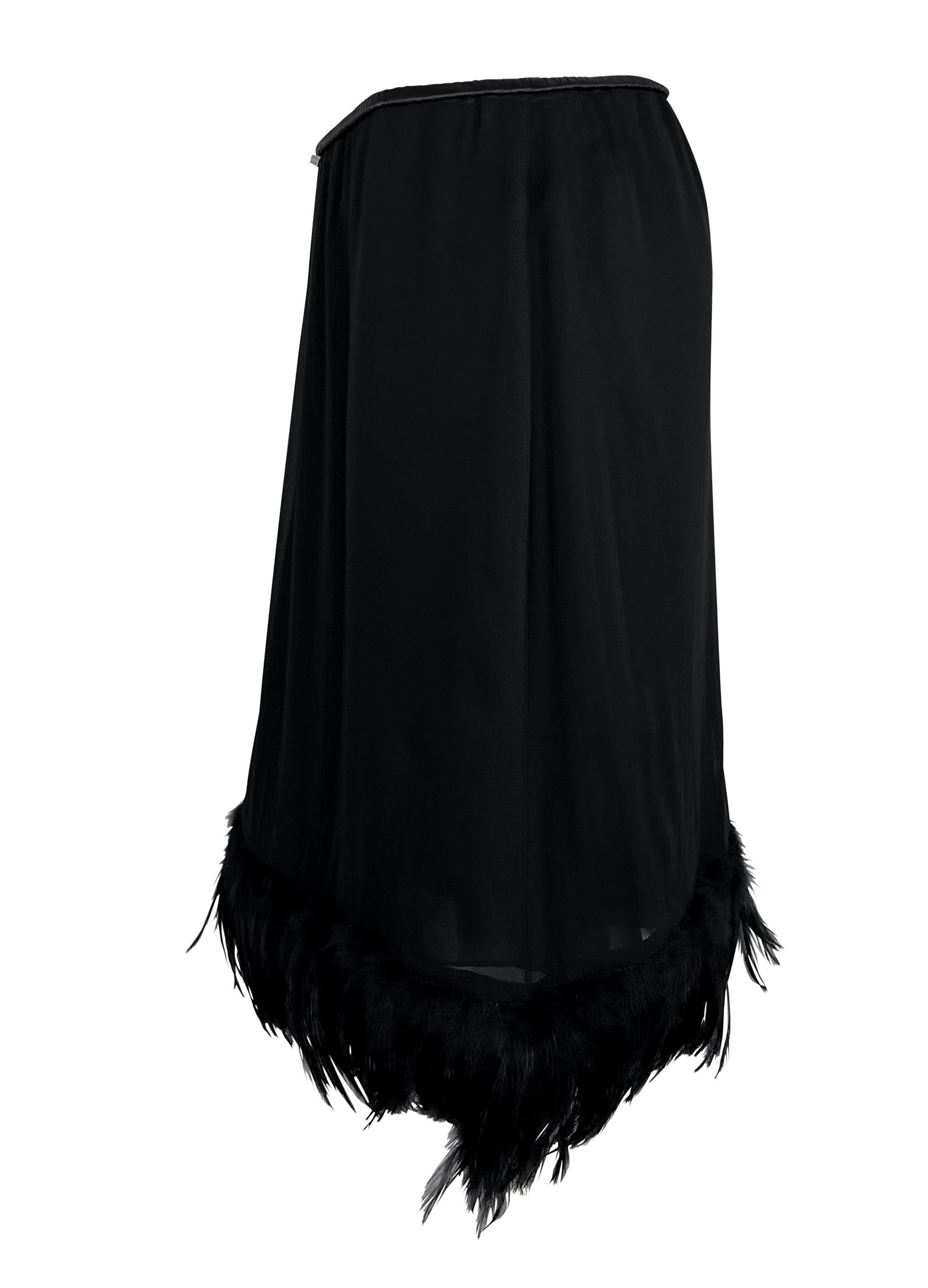 S/S 1999 Gucci by Tom Ford Runway Ad Black Chiffon Feather Skirt For Sale 3
