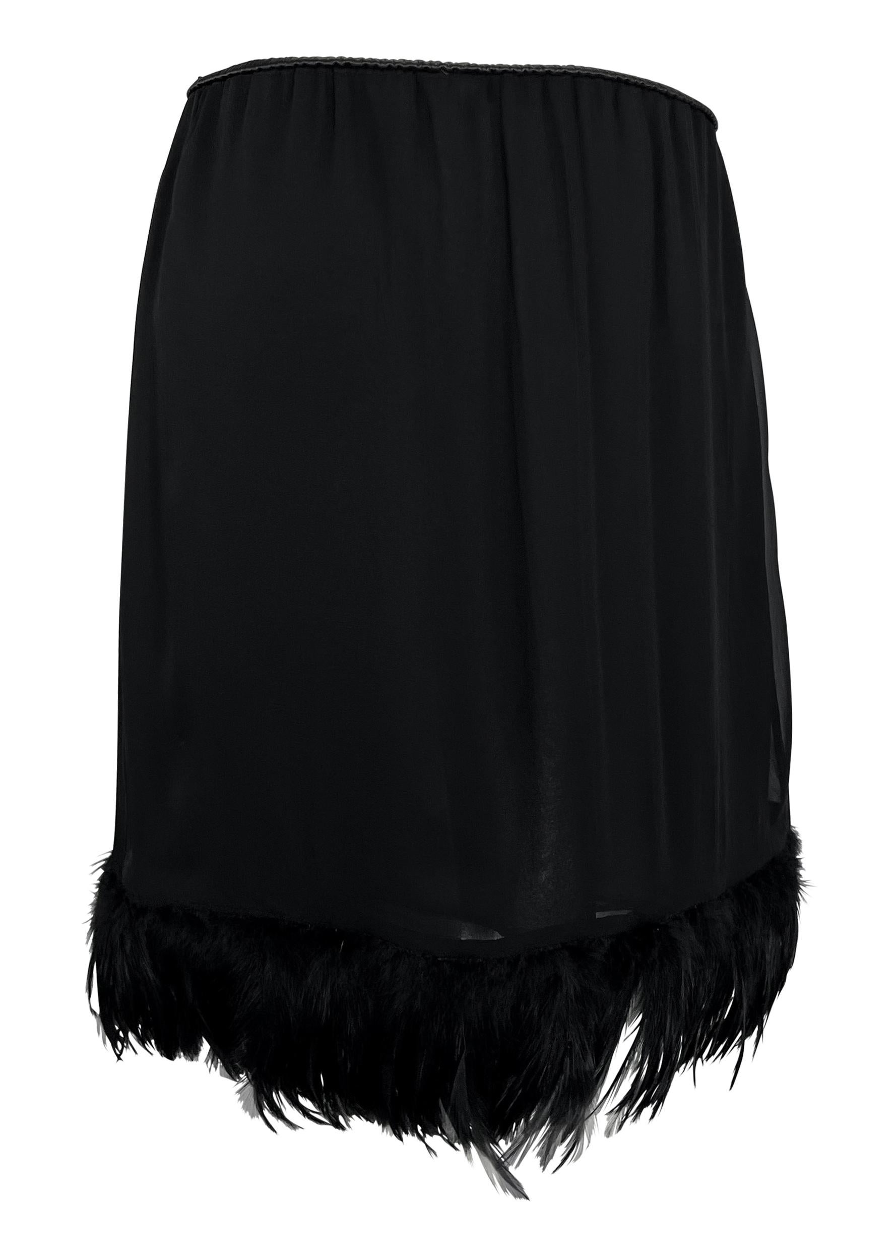 S/S 1999 Gucci by Tom Ford Runway Ad Black Chiffon Feather Skirt For Sale 5