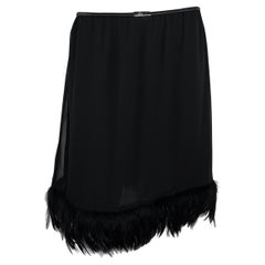 S/S 1999 Gucci by Tom Ford Runway Ad Black Chiffon Feather Skirt