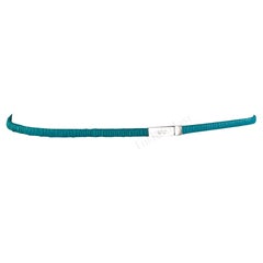 S/S 1999 Gucci by Tom Ford Runway Elasticized Teal Leather Logo Thin Belt