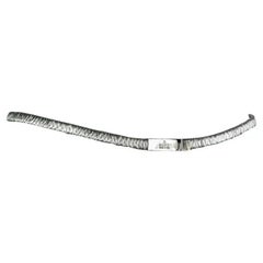 Vintage S/S 1999 Gucci by Tom Ford Runway Silver Elasticized Leather Logo Thin Belt