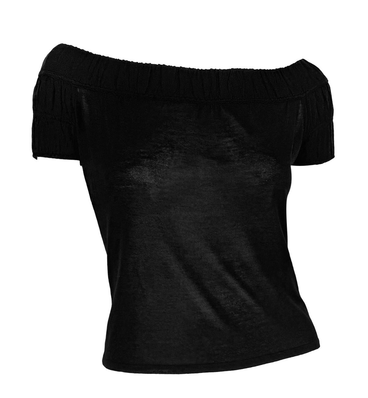 S/S 1999 Gucci by Tom Ford Sheer Knit Black Silk Off-the-Shoulder Top 2