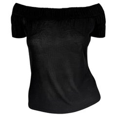 S/S 1999 Gucci by Tom Ford Sheer Knit Black Silk Off-the-Shoulder Top