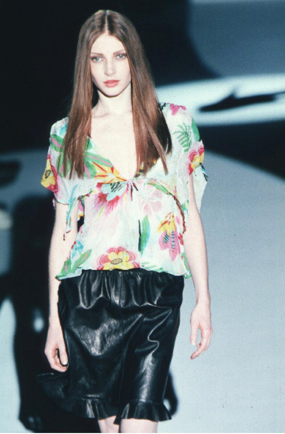 F/S 1999 Gucci by Tom Ford Weißes psychedelisches, geblümtes Herrenhemd mit Knopfleiste im Angebot 1