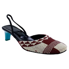 S/S 1999 Gucci by Tom Ford White & Red Beaded Kitten Heel