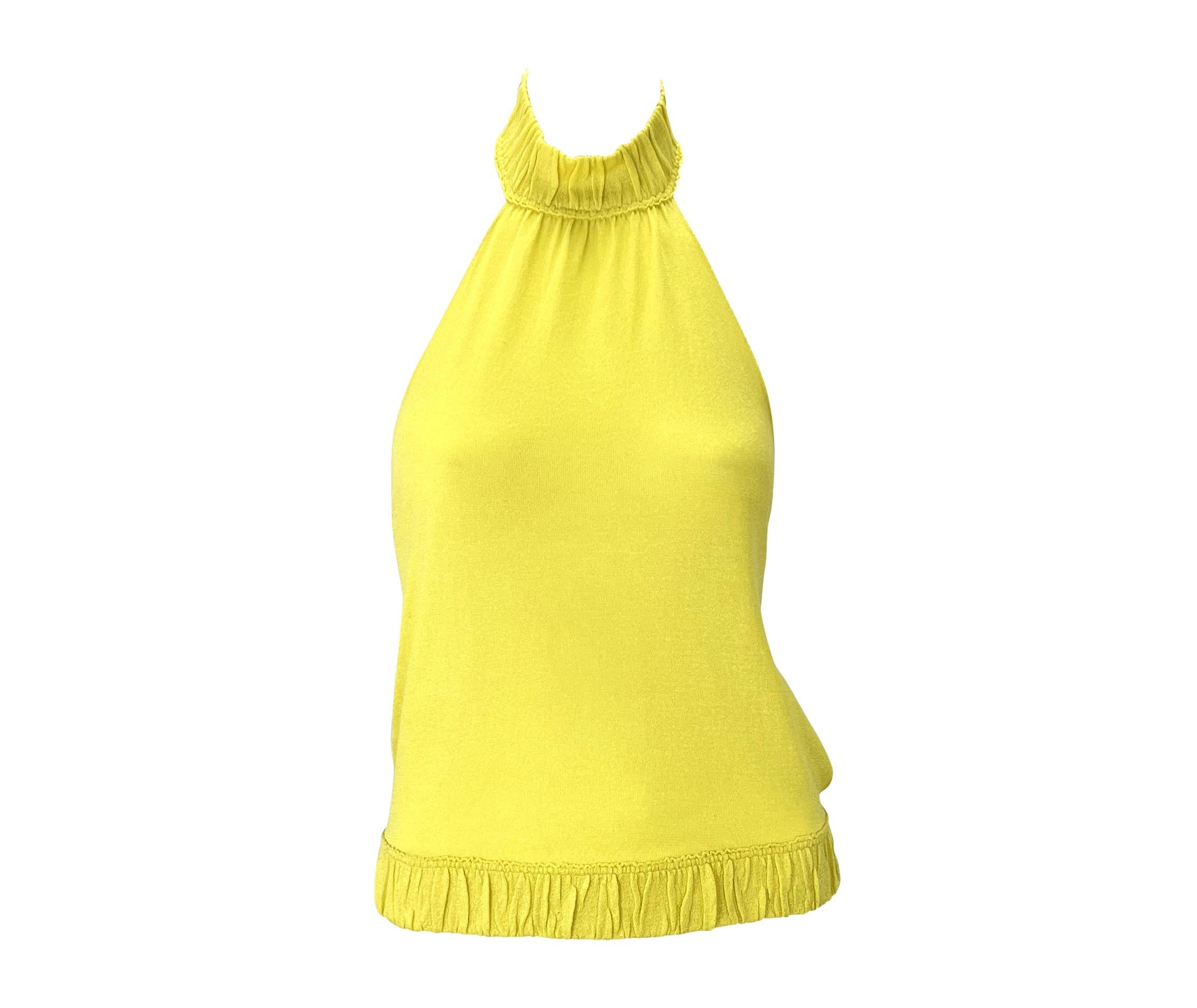 S/S 1999 Gucci by Tom Ford Yellow Silk Backless Sheerch Stretch Knit Top (Top en tricot extensible avec dos en soie) Excellent état - En vente à West Hollywood, CA