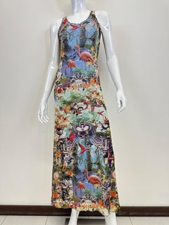 S/S 1999 Jean Paul Gaultier flamingo tropical maxi dress with cardigan